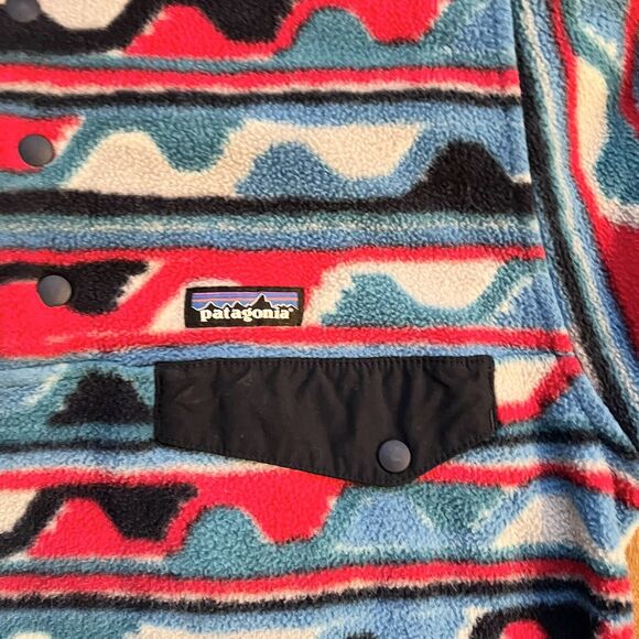 Patagonia Men’s Synchilla Snap-T Fleece Pullover Size X-SMALL Aztec Red/Blue - Picture 6 of 8